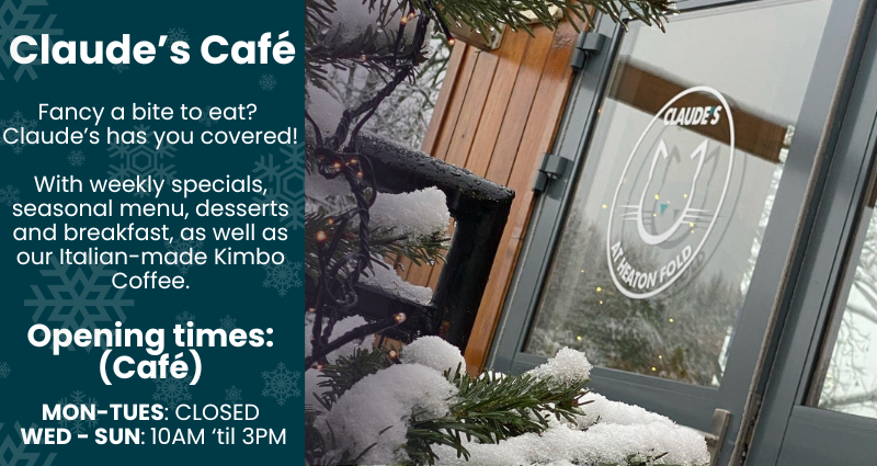 Our on-site Cafe, Claude's is a fantastic scenic spot for a light lunch, coffee and cake. Claude's cafe is open from 10AM to 3PM, Wednesday to Sunday. Claude's is closed Monday and Tuesday.